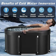 Portable multi-layer outdoor cold immersion bathtub for athletes' recovery, foldable for family use.