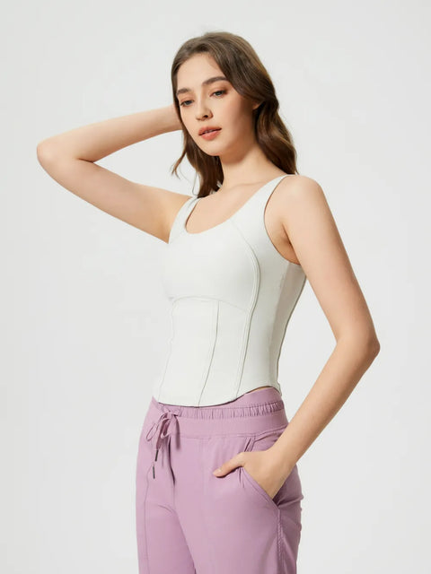 Short slim fit and slimming sports vest for women with chest cushion beautiful back sleeveless fitness yoga suit