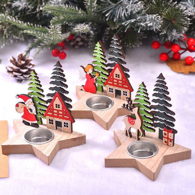 Christmas Decoration New Product Christmas Wooden Candle Stand Desktop Decoration Christmas Daily Necessities