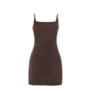 Vacation style sexy spicy girl slim fit suspender hot stamping dress