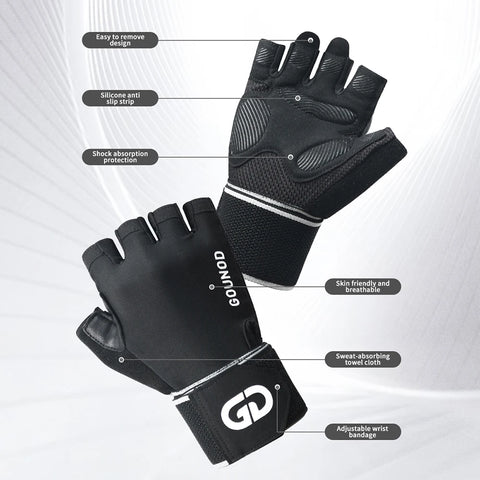 Fitness gloves with microfiber anti slip and wear-resistant design half finger gloves with straps ﻿