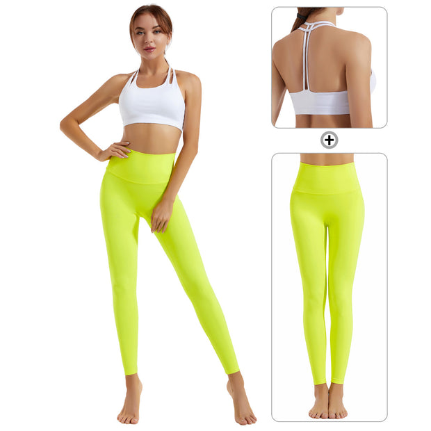 Yoga clothing set women's shock-absorbing gathering sports bra high waist and hip lifting fitness pants two-piece set