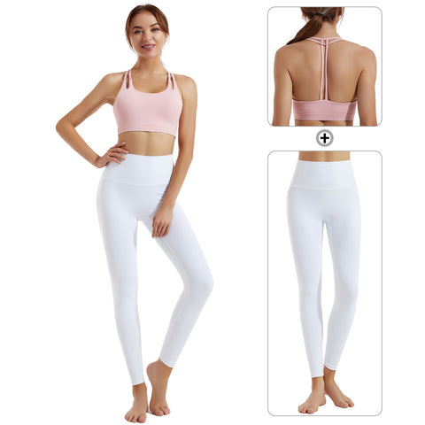 Yoga clothing set women's shock-absorbing gathering sports bra high waist and hip lifting fitness pants two-piece set