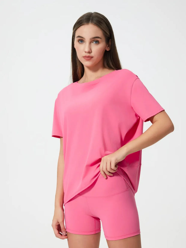 Sports short sleeved women's running fitness yoga clothes top t-shirt