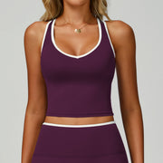 Sports Tank Top for Women Sheer Hollow-out Backless Sports Bra Fitted Running Fitness Wear