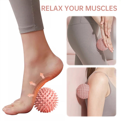 Durable sport massage ball. Spiky design for myofascial release, deep - tissue work, trigger points, muscle recovery & pain reli