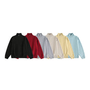 Minimalist Solid Color Double-Zip Stand Collar Casual Knit Cardigan Coat