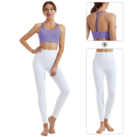 Yoga clothing set women's shock-absorbing gathering sports bra high waist and hip lifting fitness pants two-piece set