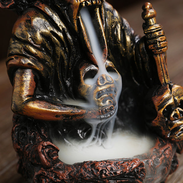 Resin New Product Backflow Agarwood Incense Burner Nordic Style Skull Ghost Festival Halloween Craft Gift Decoration
