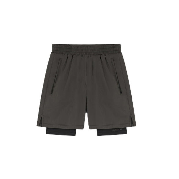 Men's Above-Knee Double-Layer Shorts Anti-Chafing Running Training Elastic Quick-Dry Sports Fitness Pants