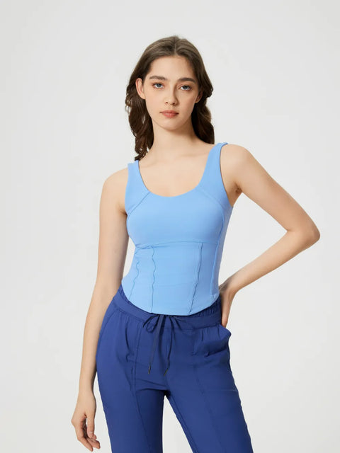 Short slim fit and slimming sports vest for women with chest cushion beautiful back sleeveless fitness yoga suit