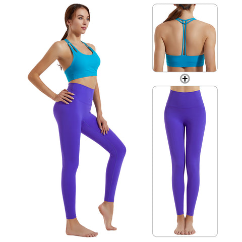 Yoga clothing set women's shock-absorbing gathering sports bra high waist and hip lifting fitness pants two-piece set