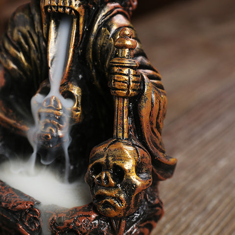 Resin New Product Backflow Agarwood Incense Burner Nordic Style Skull Ghost Festival Halloween Craft Gift Decoration