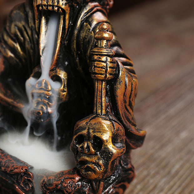 Resin New Product Backflow Agarwood Incense Burner Nordic Style Skull Ghost Festival Halloween Craft Gift Decoration