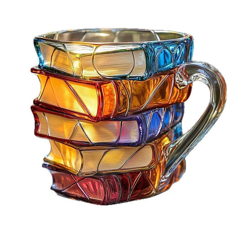 Colorful Books Coffee Cup Unique Stacked Books Coffee Cup