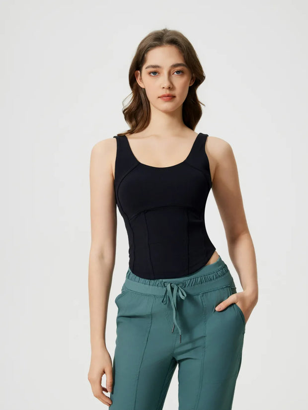 Short slim fit and slimming sports vest for women with chest cushion beautiful back sleeveless fitness yoga suit