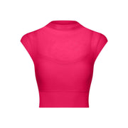 Sexy mesh yoga suit, flying cuff, chest pad, running speed drying sports bra, one-piece cup, fitness suit, top