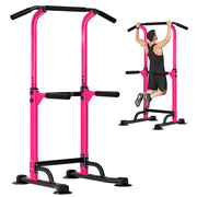 DlandHome Power Tower Dip Station Pull Up Bar for Home Gym Pull Up Bar Station Workout Equipment Strength Training FitnessPink