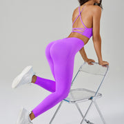 Yoga suit set women's two-piece set hollow cross thin shoulder strap beautiful back sports and fitness set