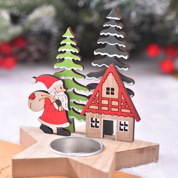 Christmas Decoration New Product Christmas Wooden Candle Stand Desktop Decoration Christmas Daily Necessities
