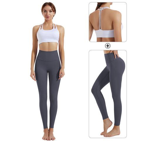 Yoga clothing set women's shock-absorbing gathering sports bra high waist and hip lifting fitness pants two-piece set