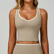 Sports Tank Top for Women Sheer Hollow-out Backless Sports Bra Fitted Running Fitness Wear