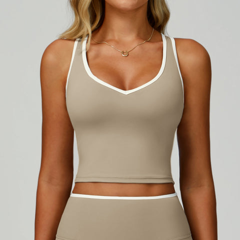 Sports Tank Top for Women Sheer Hollow-out Backless Sports Bra Fitted Running Fitness Wear