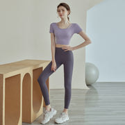 Short sleeved set professional Pilates exercise running training fitness suit