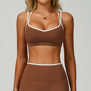 Seamless Sports Bra Quick-Dry Fitted Cross-Back Athletic Tank Top Running Fitness Sports Bra