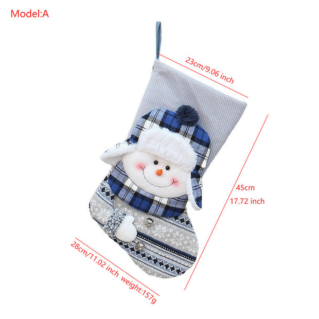 Christmas New Product Blue Knitted Fabric Christmas Party Decoration Socks Gift Bag Christmas Tree Pendant Accessories