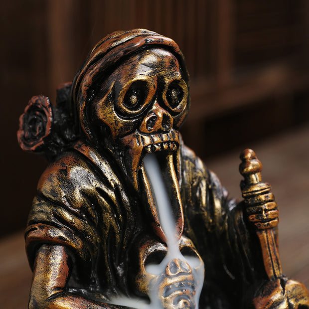 Resin New Product Backflow Agarwood Incense Burner Nordic Style Skull Ghost Festival Halloween Craft Gift Decoration
