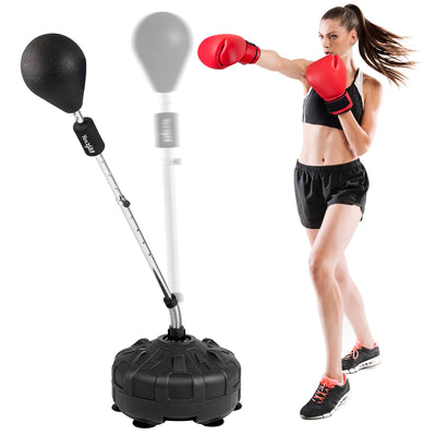 Yes4All Punching Bag with Stand Adjustable Height Boxing Equipment with PU Leather Speed Reflex Ball Home Gym Workout MMA Training & Fitness