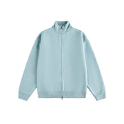 Minimalist Solid Color Double-Zip Stand Collar Casual Knit Cardigan Coat