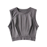 Short crop top with exposed navel and sleeveless loose fitting vest women's high waisted sports fitness yoga base shirt
