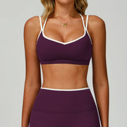 Seamless Sports Bra Quick-Dry Fitted Cross-Back Athletic Tank Top Running Fitness Sports Bra