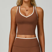 Sports Tank Top for Women Sheer Hollow-out Backless Sports Bra Fitted Running Fitness Wear