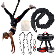 PRIORMAN Bungee Fitness Equipment Set Heavy Cord Yoga Fitness Bungee and Harness at Home Bungee Dance Resistance Belt Rope Workout Fitness Gym Professional Training Equipment (XS 88-110 lbs)