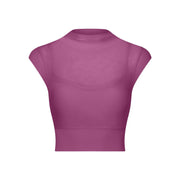 Sexy mesh yoga suit, flying cuff, chest pad, running speed drying sports bra, one-piece cup, fitness suit, top