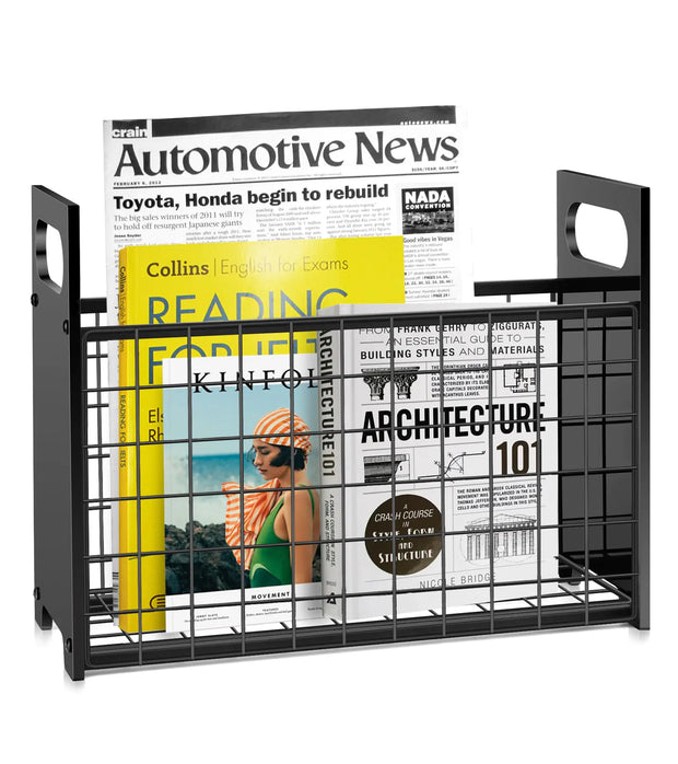 Cedwnuer Magazine Rack Magazine Holder for Desktop and Home Office Magazine Basket Decorative Books Organizer Farmhouse File Storage Basket for Magazines Books Newspapers Tablets Black