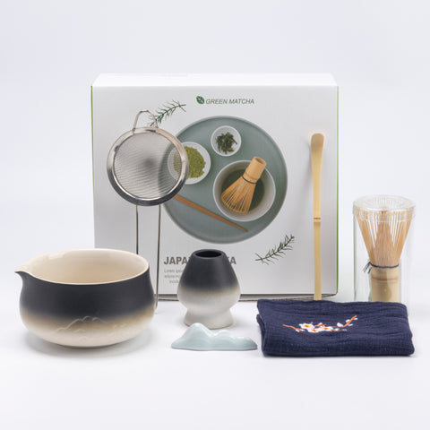 Premium 8-piece Matcha Set: Ceramic Chawan, whisky gift box, Matcha tools – for tea lovers