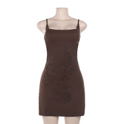 Vacation style sexy spicy girl slim fit suspender hot stamping dress