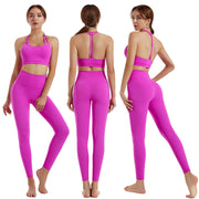 Yoga clothing set women's shock-absorbing gathering sports bra high waist and hip lifting fitness pants two-piece set