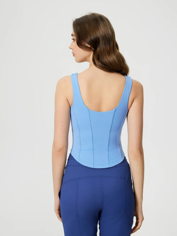 Short slim fit and slimming sports vest for women with chest cushion beautiful back sleeveless fitness yoga suit