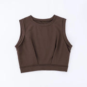 Short crop top with exposed navel and sleeveless loose fitting vest women's high waisted sports fitness yoga base shirt