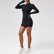 Tight fitting sports dress slimming and quick drying fitness yoga long sleeved casual dress sexy