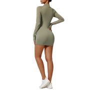 Tight fitting sports dress slimming and quick drying fitness yoga long sleeved casual dress sexy