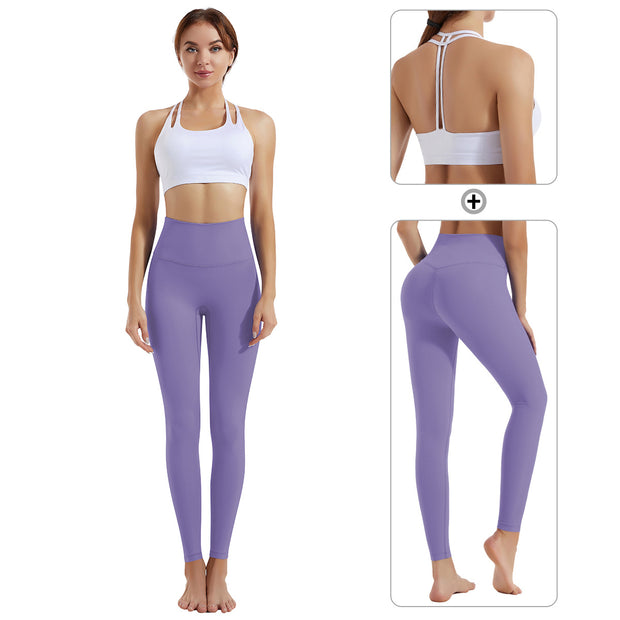 Yoga clothing set women's shock-absorbing gathering sports bra high waist and hip lifting fitness pants two-piece set