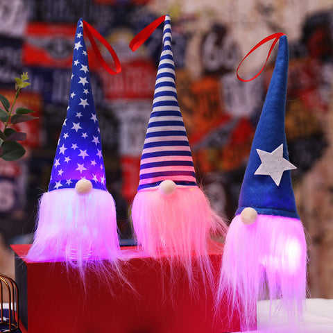 American Independence Day National Day with lights faceless old man pendant new product Rudolph ornaments children's gift