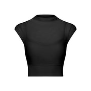 Sexy mesh yoga suit, flying cuff, chest pad, running speed drying sports bra, one-piece cup, fitness suit, top
