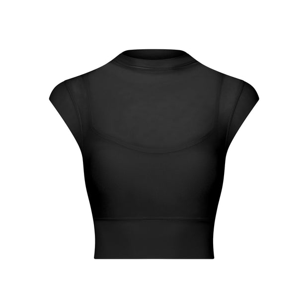 Sexy mesh yoga suit, flying cuff, chest pad, running speed drying sports bra, one-piece cup, fitness suit, top